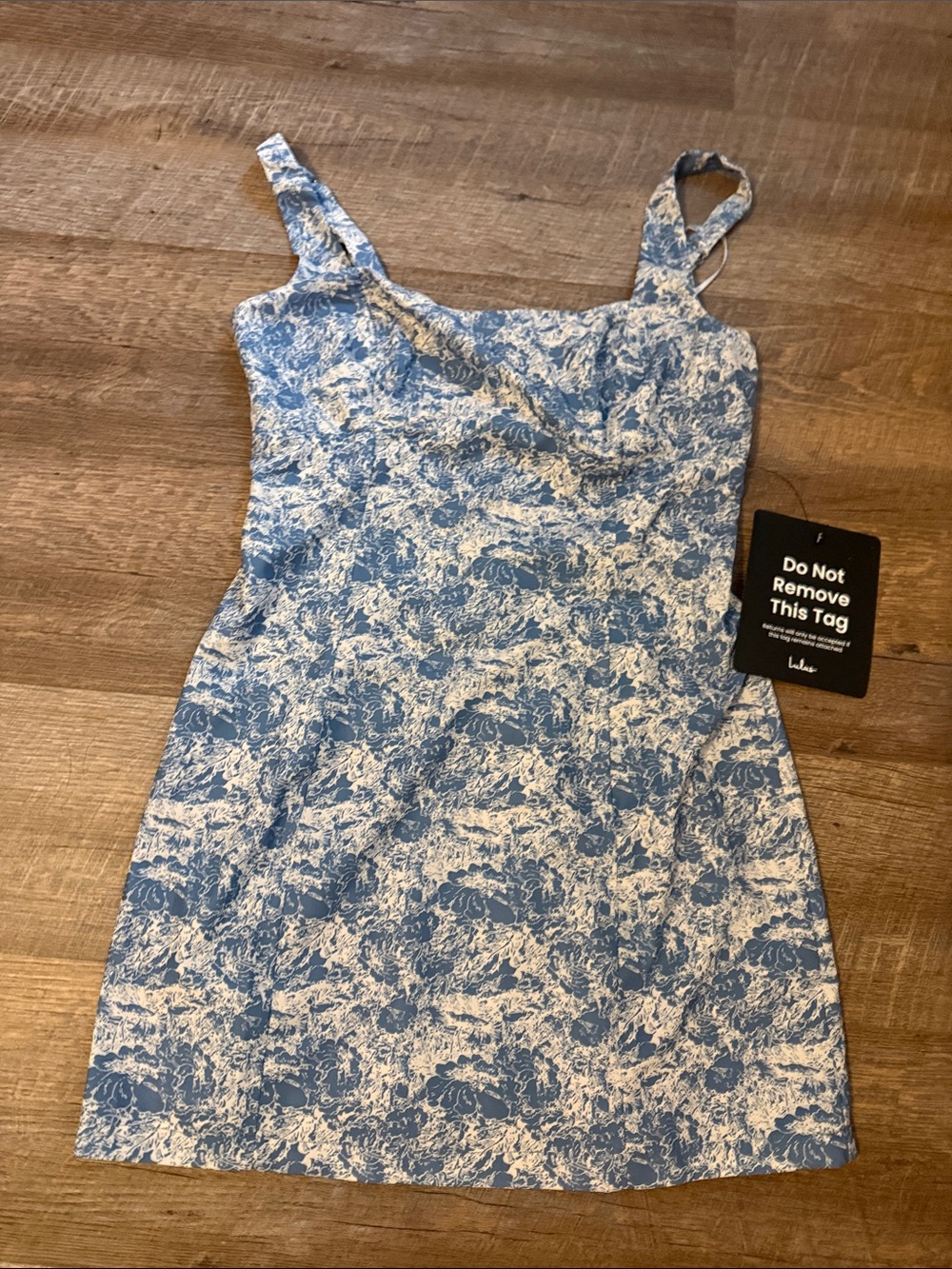 NWT Lulus Exuberant Chicness Blue Floral Sleeveless Mini Dress - Size M - Picture 3 of 4